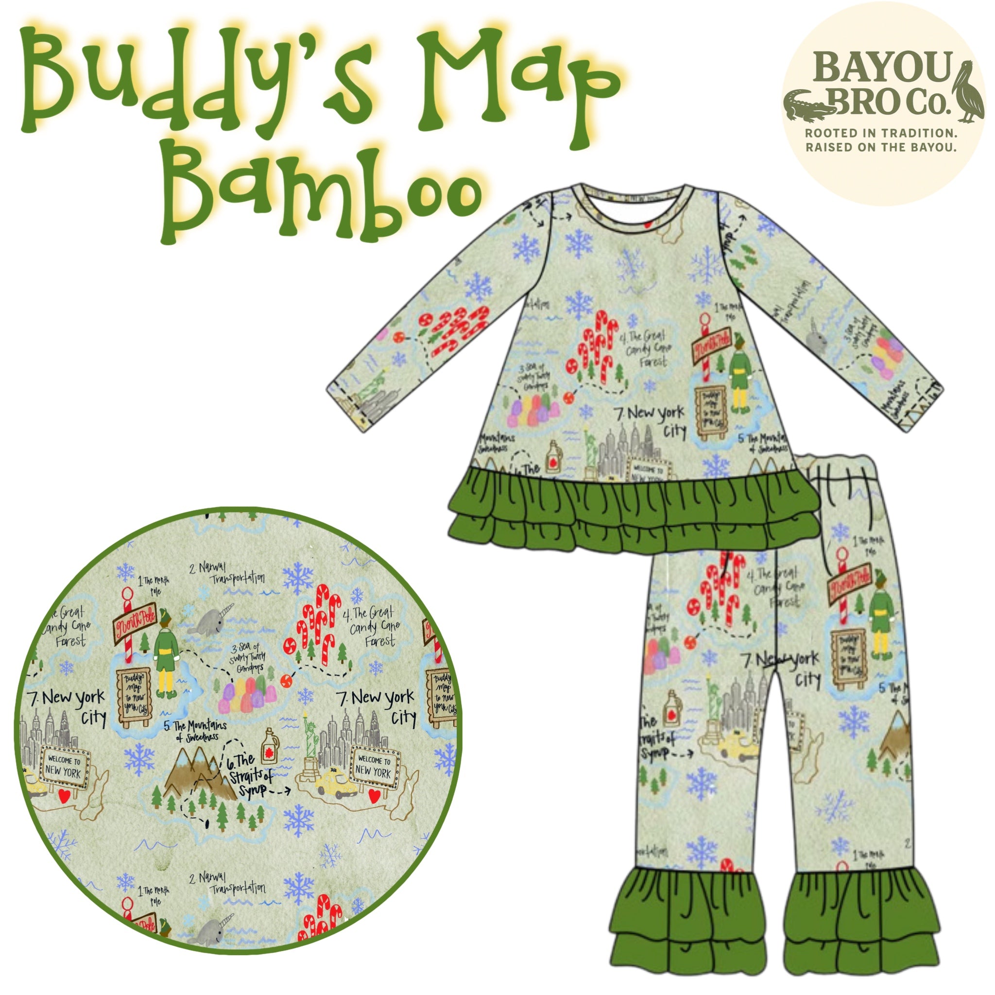 Buddy’s Map Bamboo Girl Ruffle Set ETA OCT