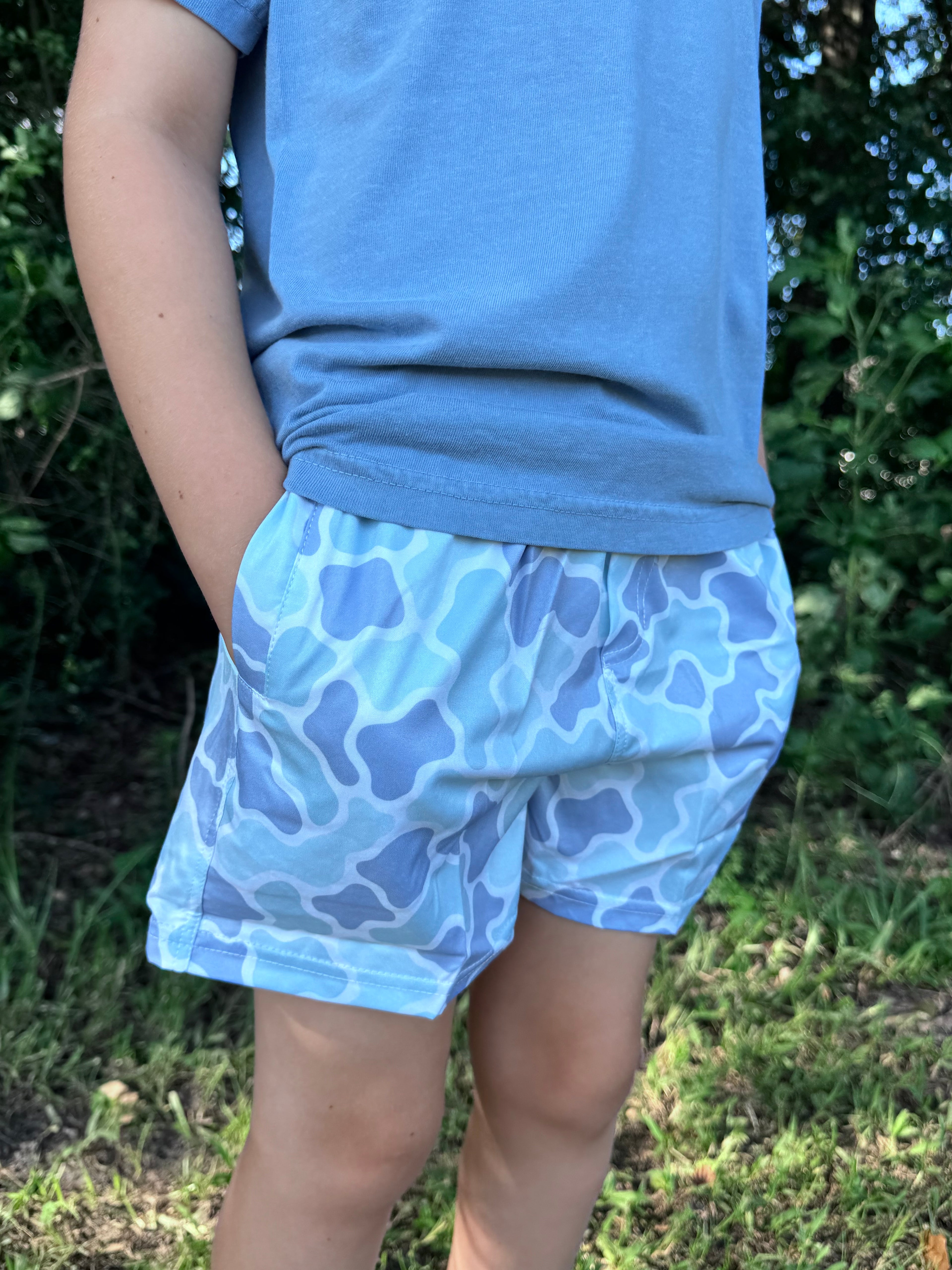 Southern Basics Performance Shorts Blue Icy Camo