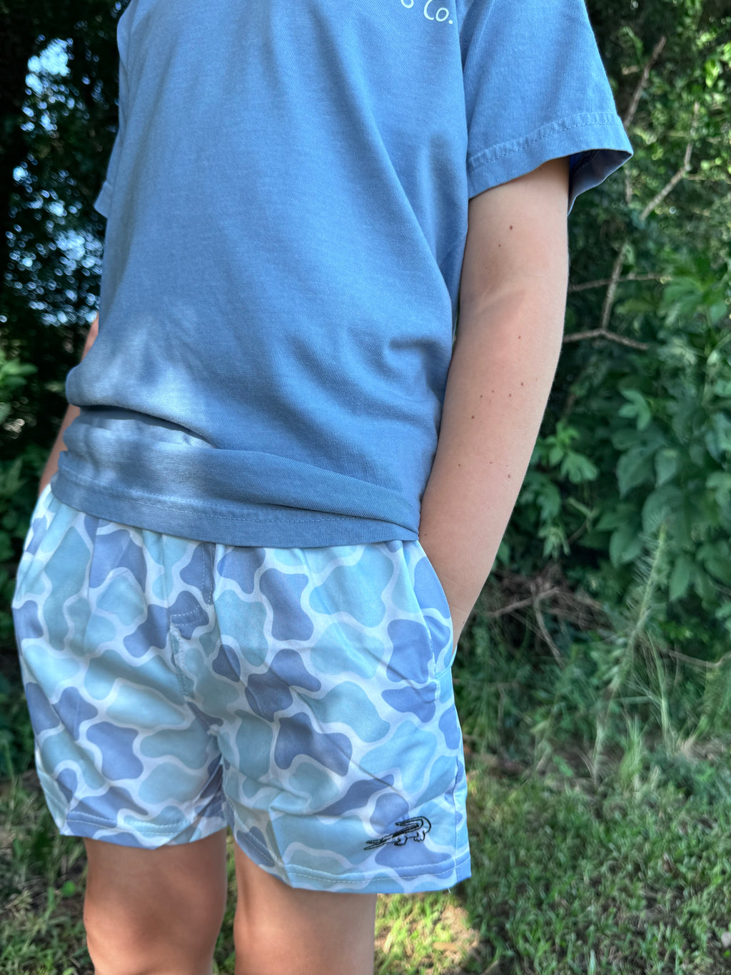 Southern Basics Performance Shorts Blue Icy Camo