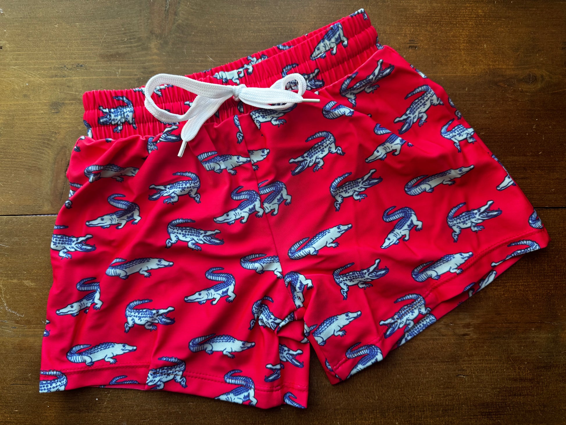 Boys Red Crocodile Swim Trunks