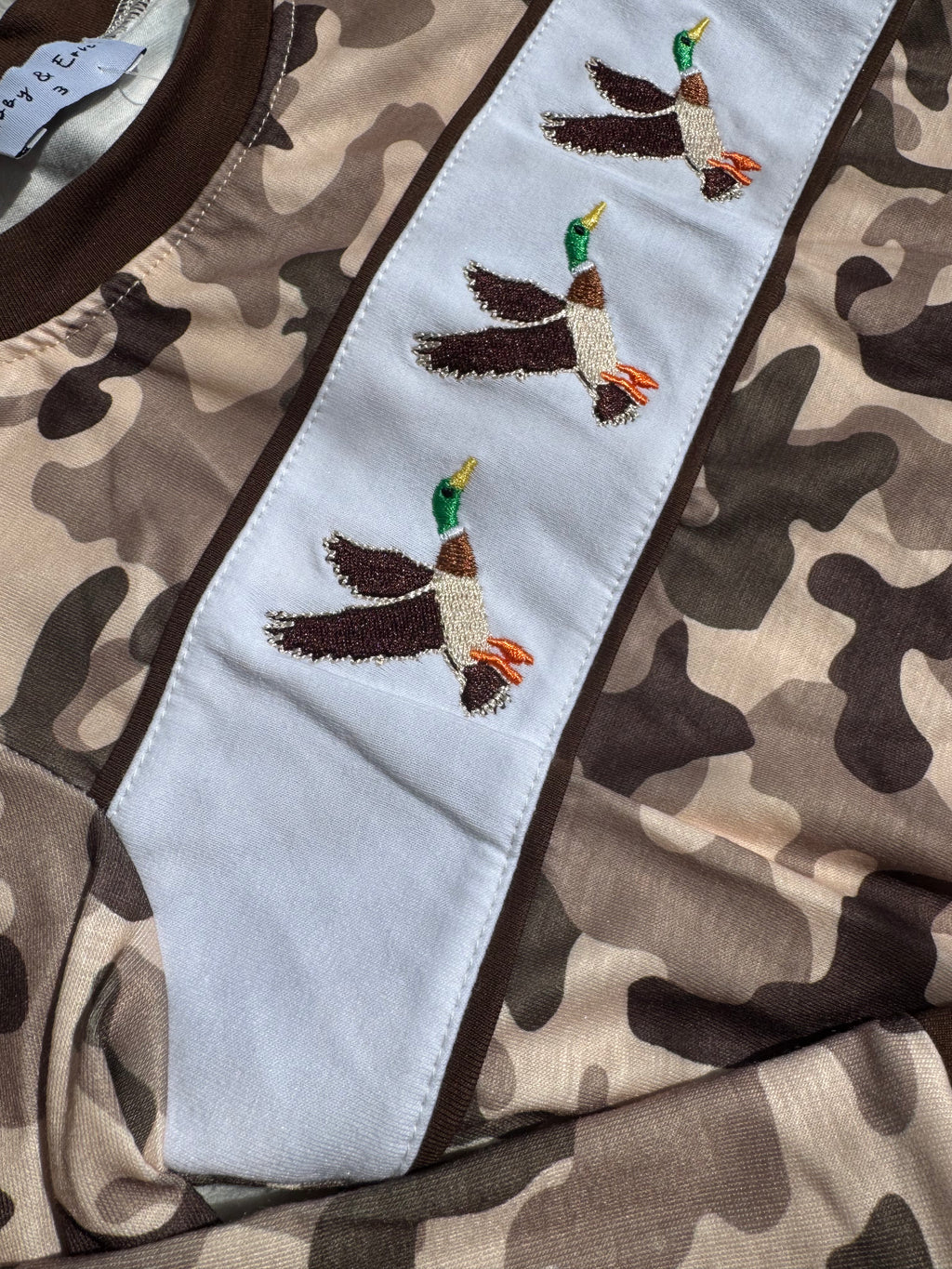 Camouflage Duck Embroidered Top
