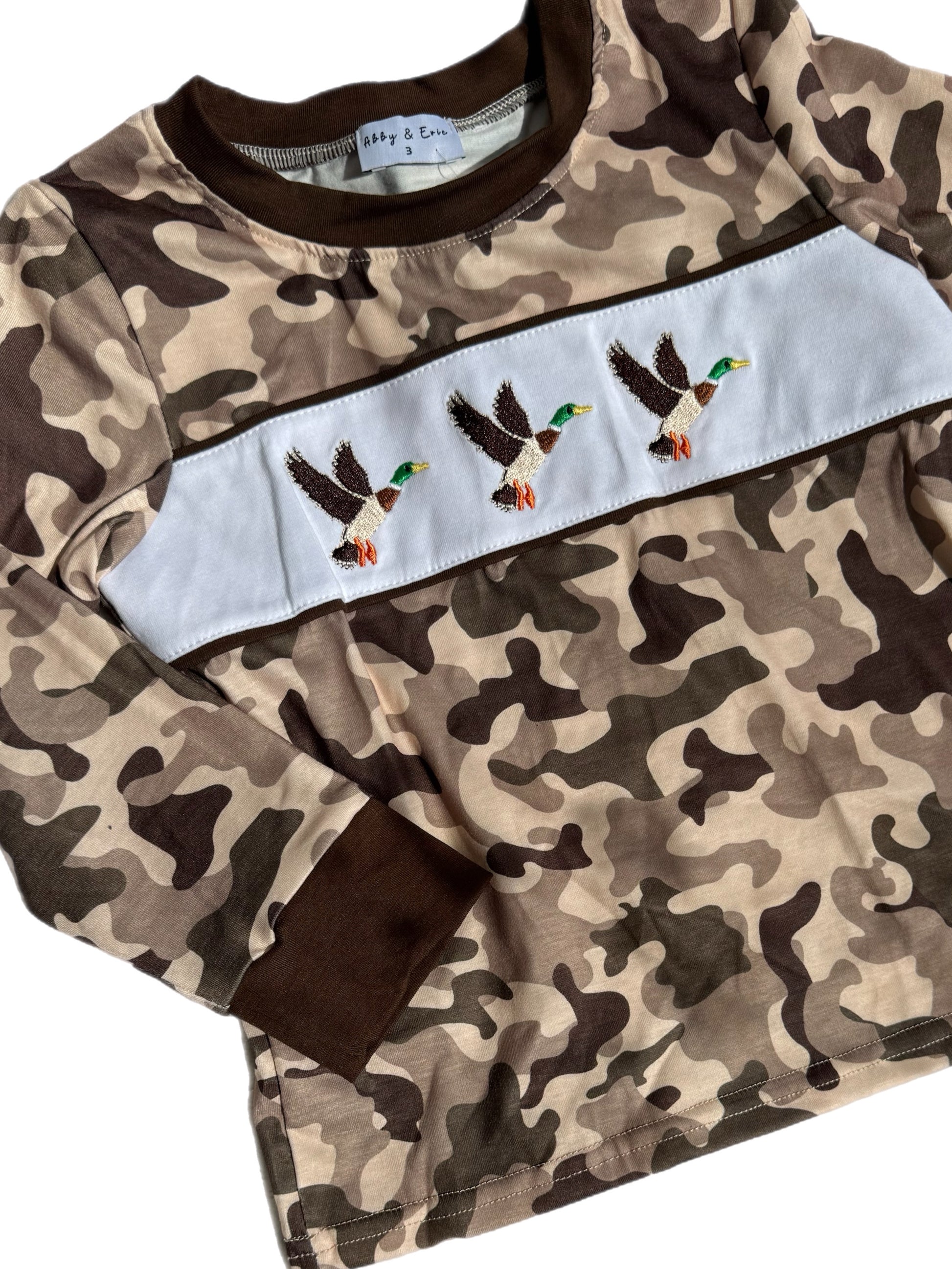Camouflage Duck Embroidered Top