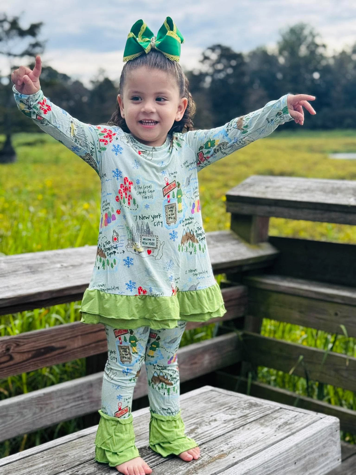 Buddy’s Map Bamboo Girl Ruffle Set