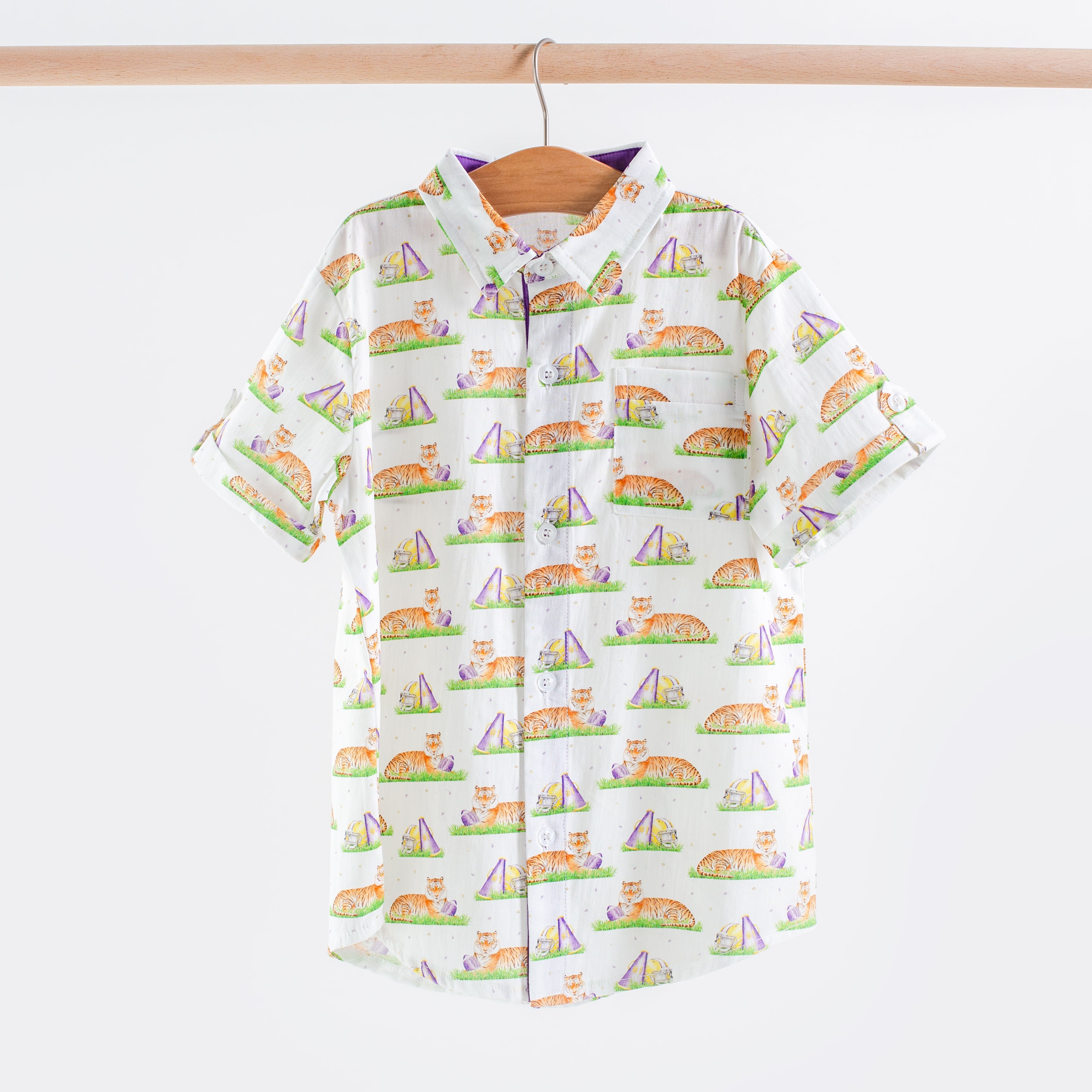 Mascot Mania in Louisiana Short Sleeve Collared Shirt