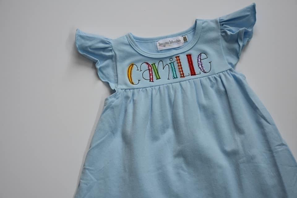 Flutter Sleeve Dress—Baby Blue