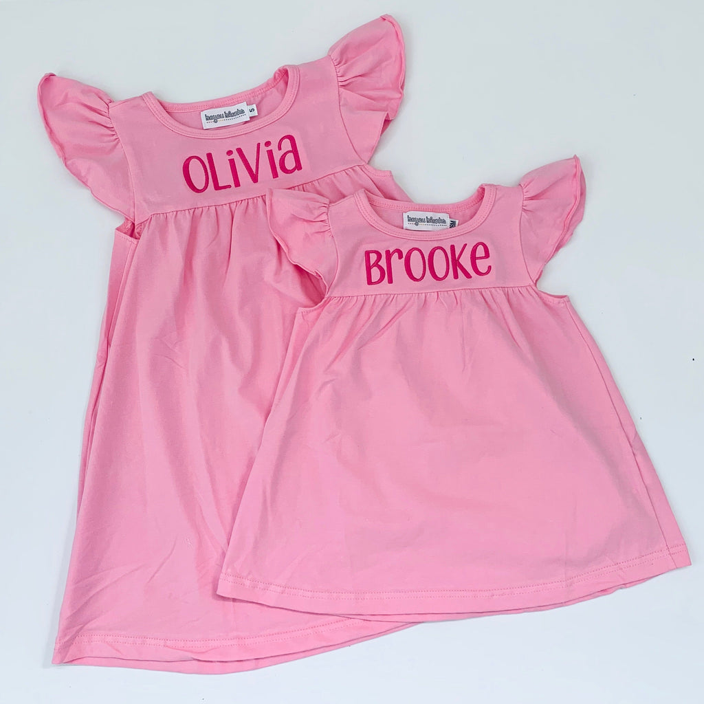 Flutter Sleeve Dress—Pink