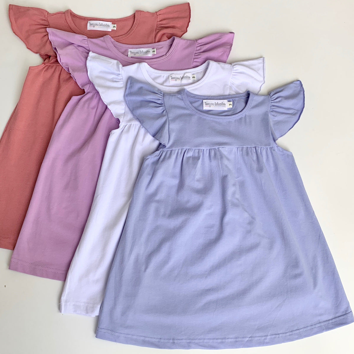 Flutter Sleeve Dress—White