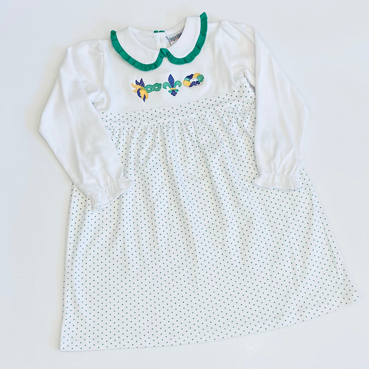 Long Sleeve Bitty Dot Knit Dress - RED & GREEN