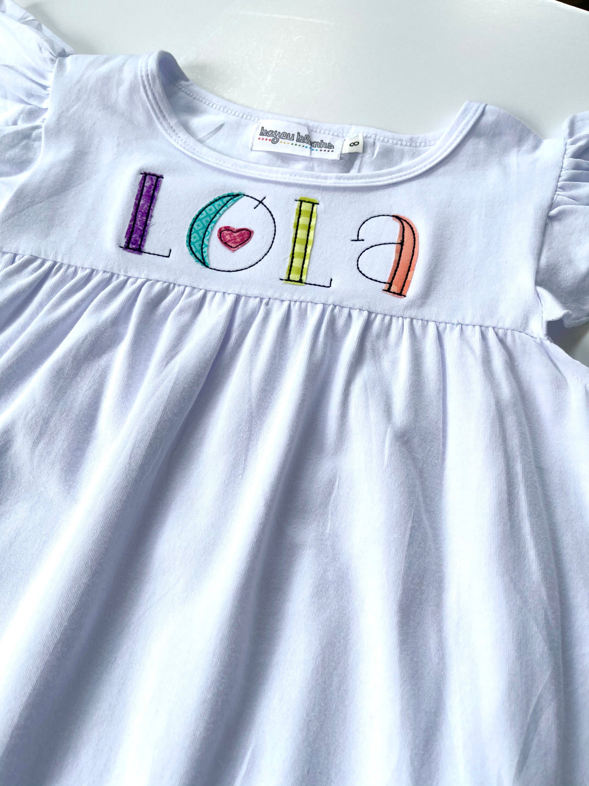 Flutter Sleeve Dress—White