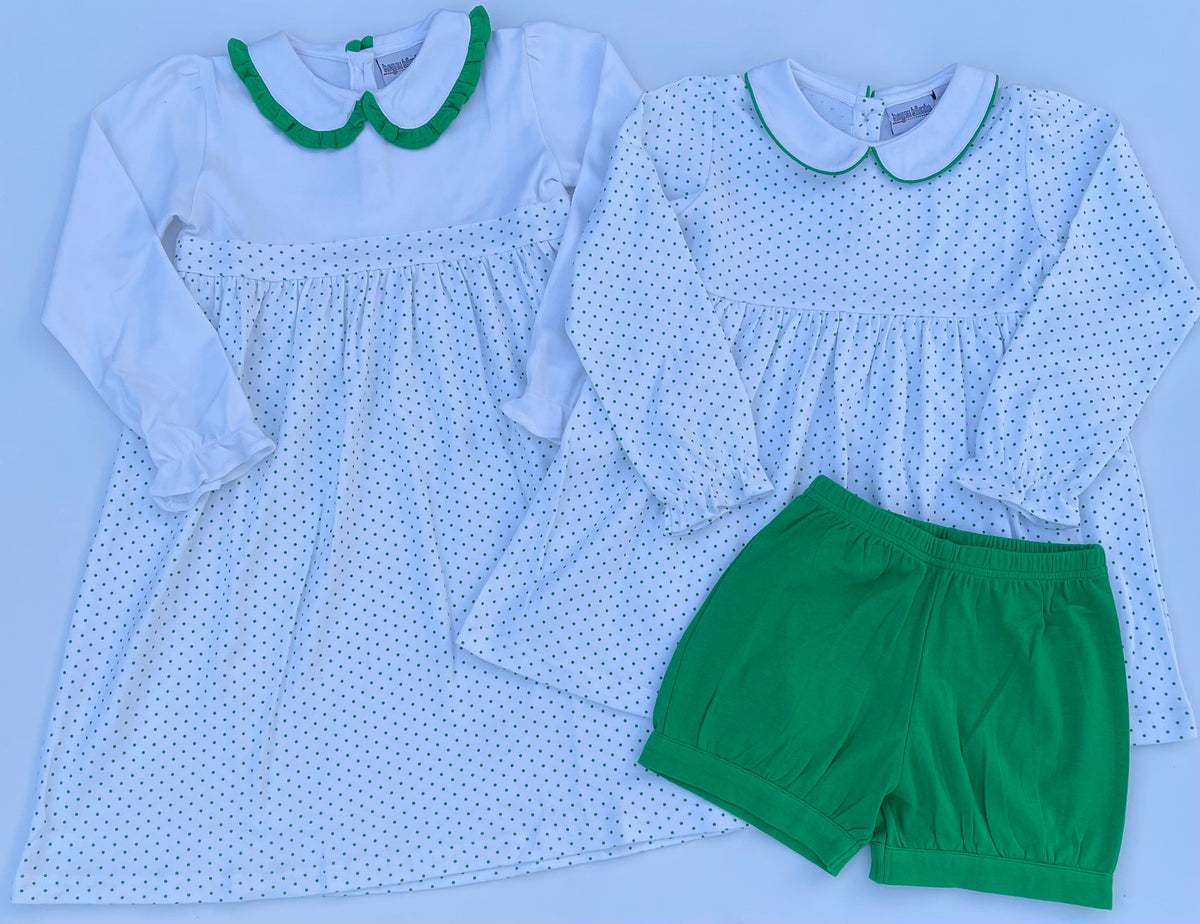 Long Sleeve Bitty Dot Knit Dress - RED & GREEN